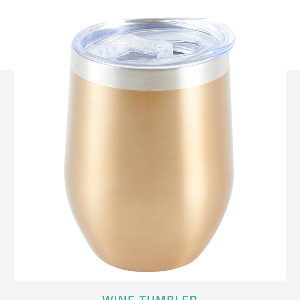 NWT Chic & Tonic Wine Tumbler Brushed Gold 12 oz